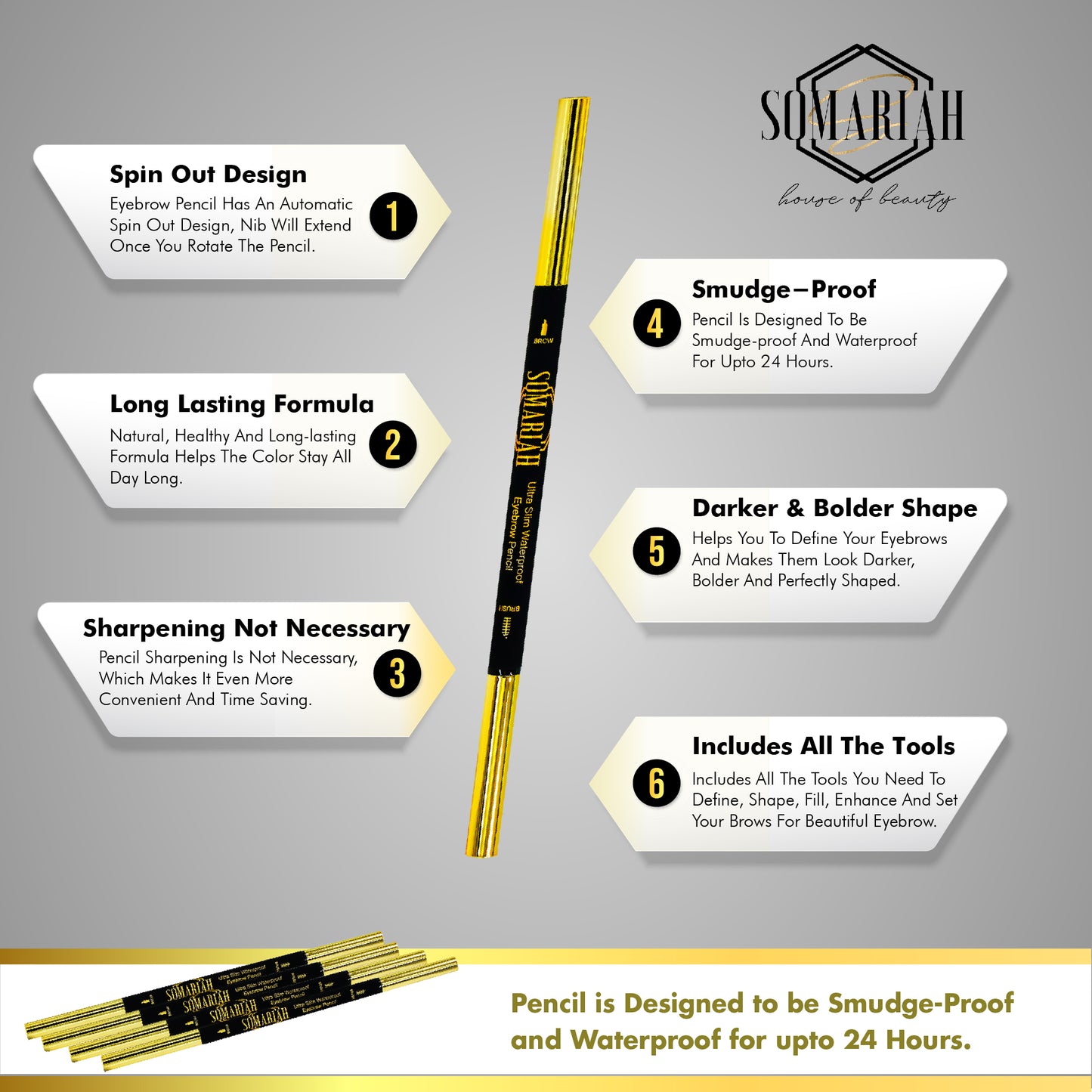 Somariah Ultra Slim Waterproof Eyebrow Pencil