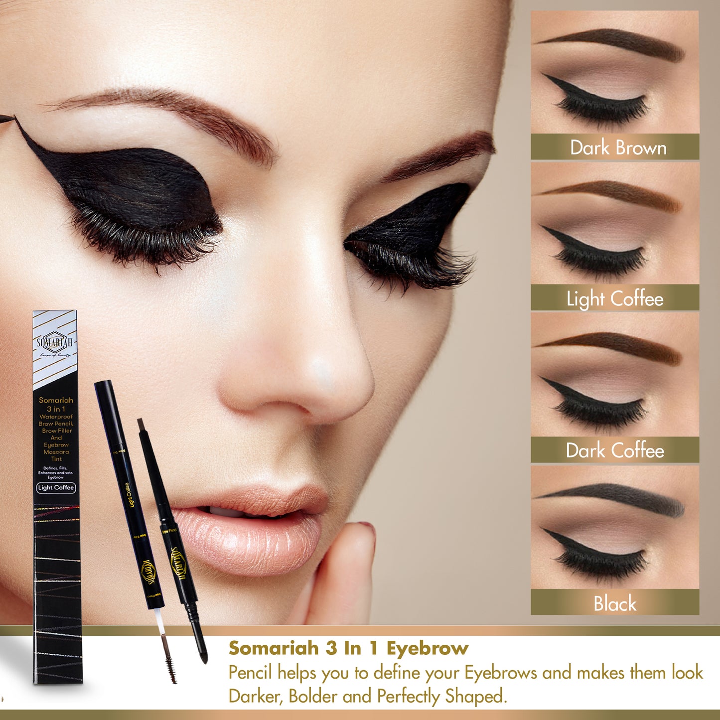 Somariah 3 in 1 Waterproof Eyebrow Pencil